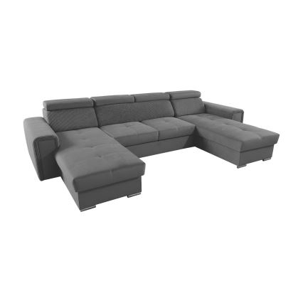Canapé d'angle convertible en U SALVADA, angle réversible avec coffre de rangement, gris foncé