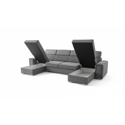 Canapé d'angle convertible en U SALVADA, angle réversible avec coffre de rangement, gris foncé
