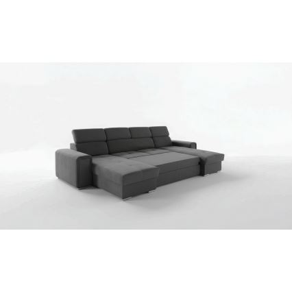 Canapé d'angle convertible en U SALVADA, angle réversible avec coffre de rangement, gris foncé