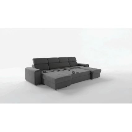 Canapé d'angle convertible en U SALVADA, angle réversible avec coffre de rangement, gris foncé