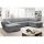Canapé d'angle convertible en U SERPA avec coffre de rangement, côté droit, gris