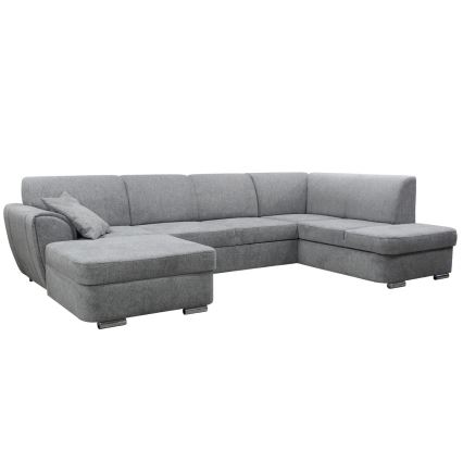 Canapé d'angle convertible en U SERPA avec coffre de rangement, côté droit, gris