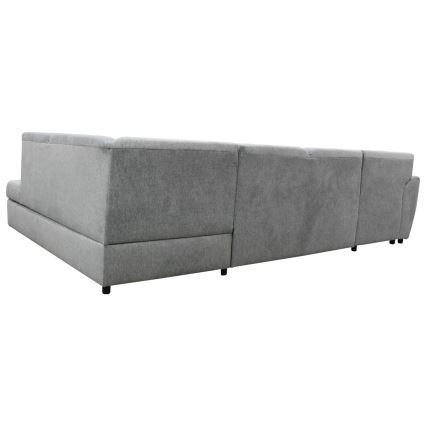 Canapé d'angle convertible en U SERPA avec coffre de rangement, côté droit, gris