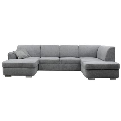 Canapé d'angle convertible en U SERPA avec coffre de rangement, côté droit, gris