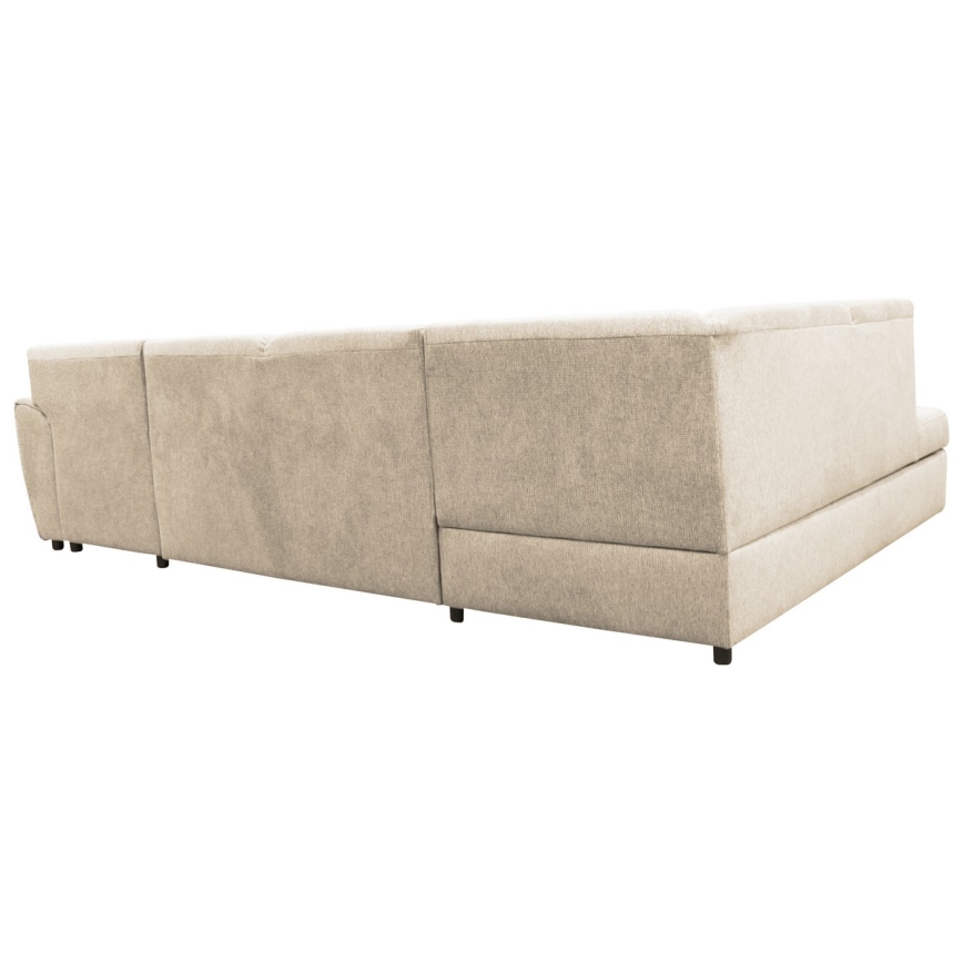 Canapé d'angle convertible en U SERPA avec coffre de rangement intégré — version gauche, beige