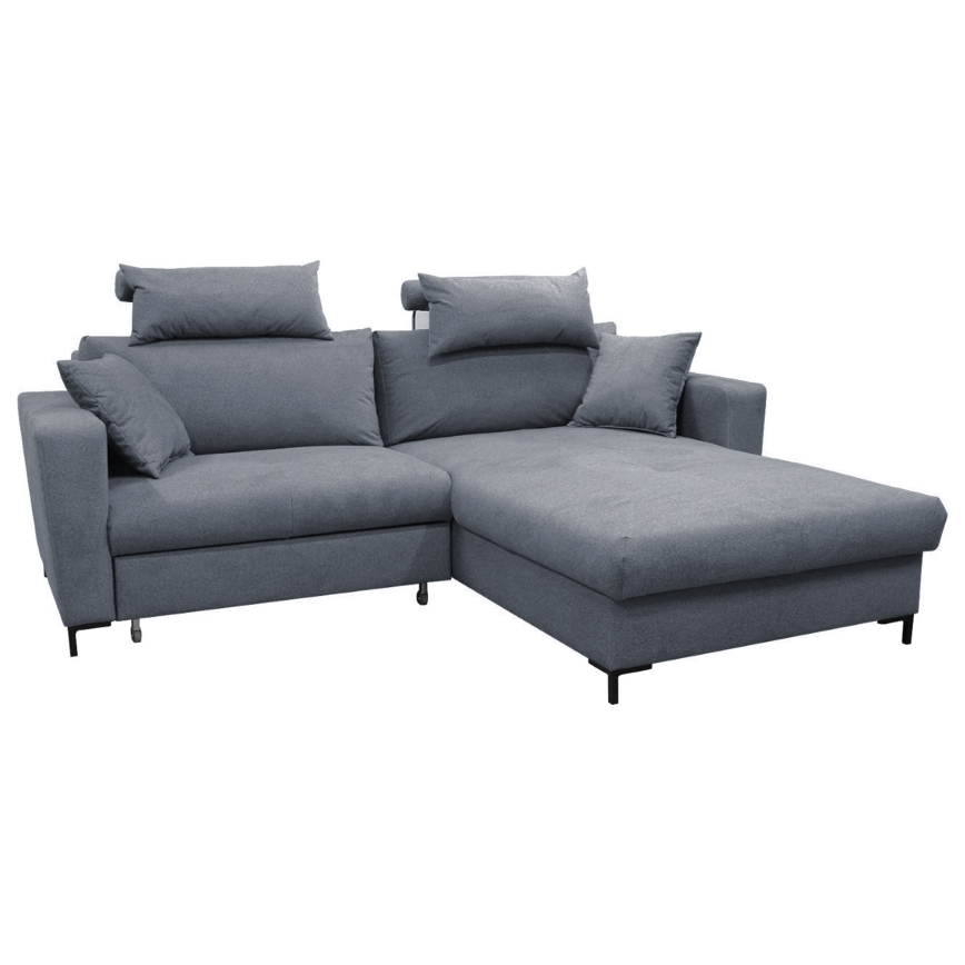Canapé d'angle convertible HORTA en L avec coffre, angle droit, gris foncé
