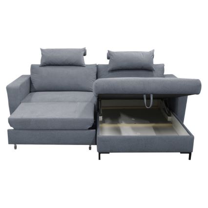Canapé d'angle convertible HORTA en L avec coffre, angle droit, gris foncé