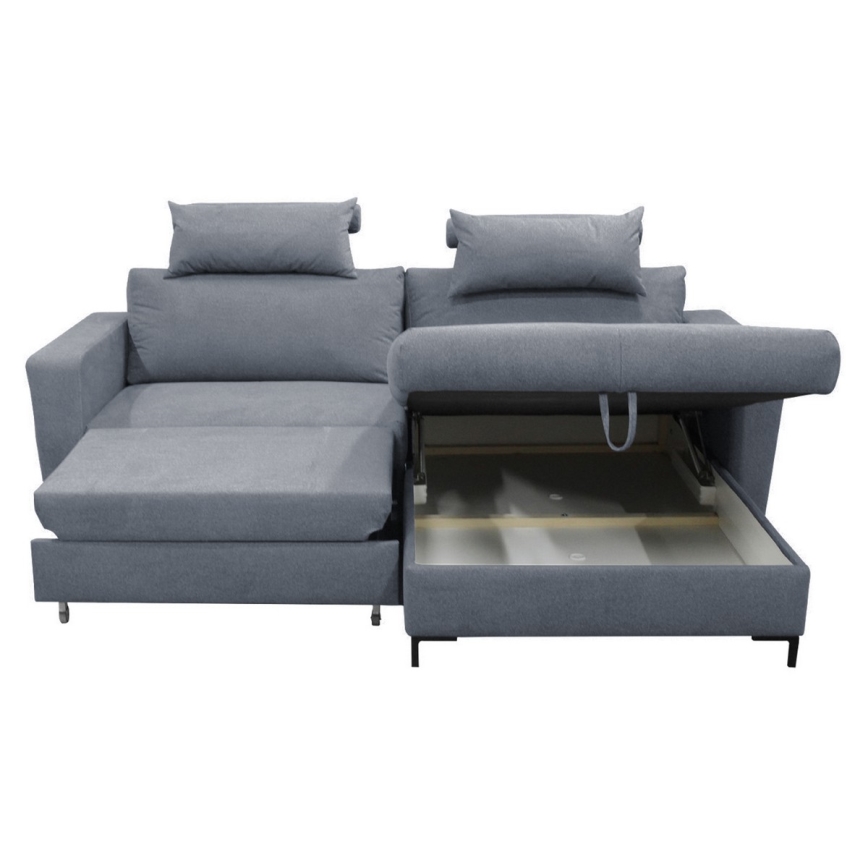 Canapé d'angle convertible HORTA en L avec coffre, angle droit, gris foncé
