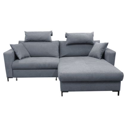Canapé d'angle convertible HORTA en L avec coffre, angle droit, gris foncé