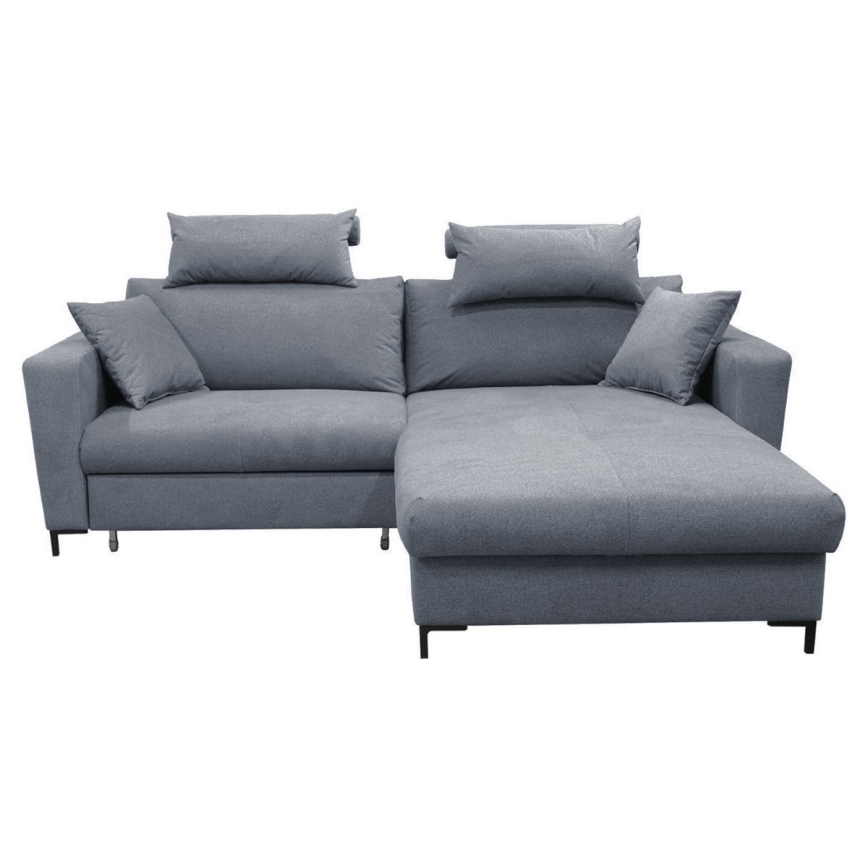 Canapé d'angle convertible HORTA en L avec coffre, angle droit, gris foncé