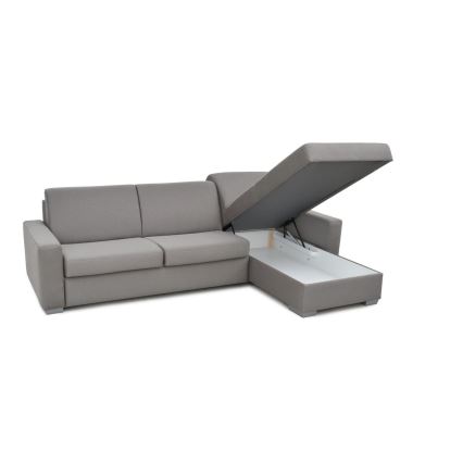 Canapé d'angle convertible pour couchage quotidien avec rangement en L LEKA droit gris