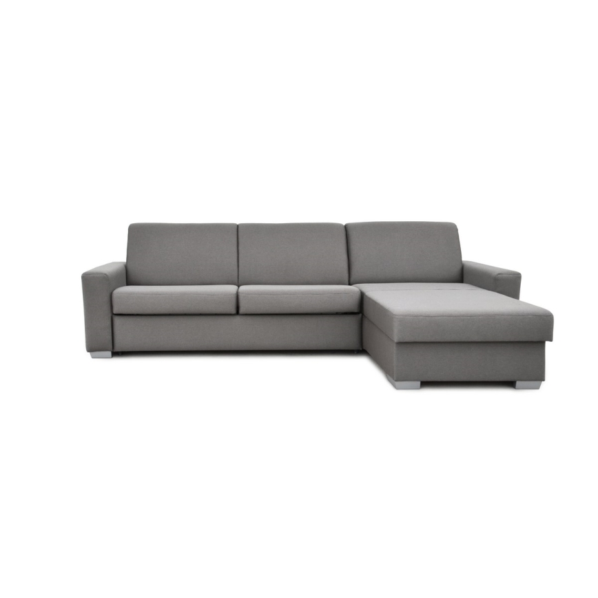 Canapé d'angle convertible pour couchage quotidien avec rangement en L LEKA droit gris