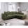 Canapé d'angle convertible LAGOA en L, avec coffre de rangement, angle droit, vert