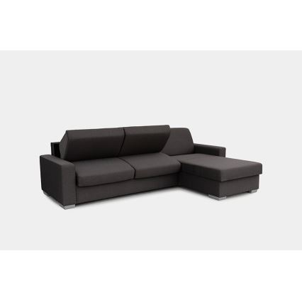 Canapé d'angle convertible en L LEKA droit marron avec rangement, idéal pour un couchage quotidien