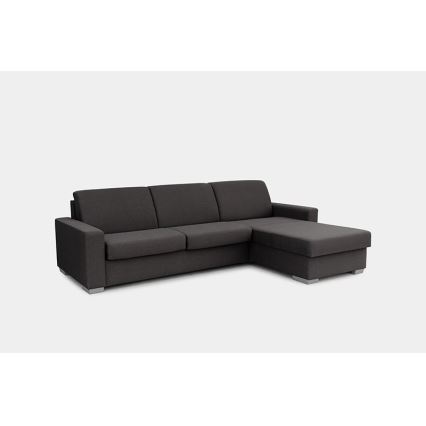 Canapé d'angle convertible en L LEKA droit marron avec rangement, idéal pour un couchage quotidien
