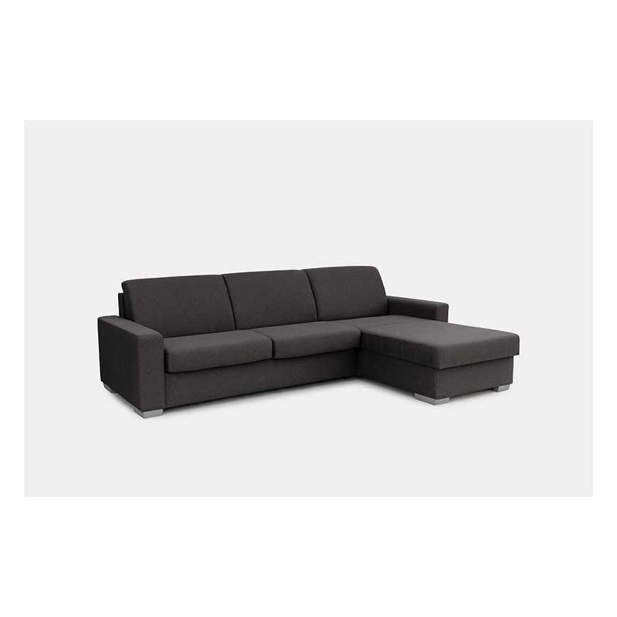 Canapé d'angle convertible en L LEKA droit marron avec rangement, idéal pour un couchage quotidien
