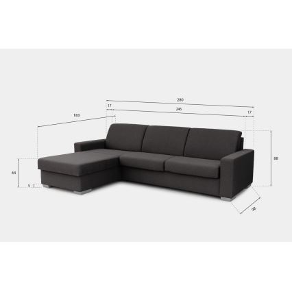 Canapé d'angle convertible en L LEKA droit marron avec rangement, idéal pour un couchage quotidien