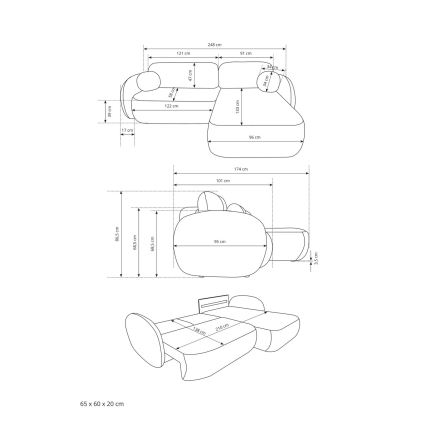 Canapé d'angle convertible OLBIA en L avec coffre de rangement, à gauche, beige