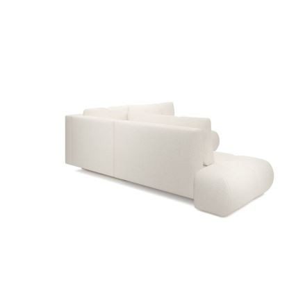 Canapé d'angle convertible rembourré ALMADA en L, version droite, beige, avec coffre de rangement
