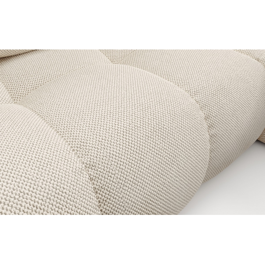 Canapé d'angle convertible ALMADA en L, rembourré, avec coffre de rangement, angle droit, beige clair