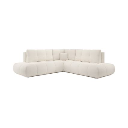 Canapé d'angle convertible rembourré ALMADA en L, côté gauche, avec coffre de rangement, beige