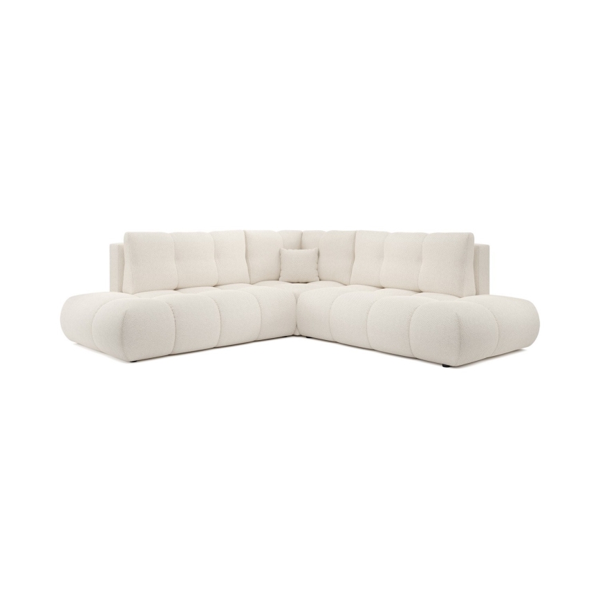 Canapé d'angle convertible rembourré ALMADA en L, côté gauche, avec coffre de rangement, beige