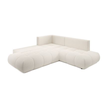 Canapé d'angle convertible rembourré ALMADA en L, côté gauche, avec coffre de rangement, beige
