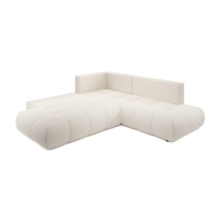 Canapé d'angle convertible rembourré ALMADA en L, côté gauche, avec coffre de rangement, beige