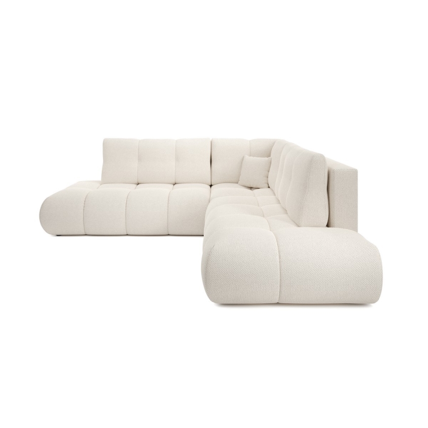 Canapé d'angle convertible rembourré ALMADA en L, côté gauche, avec coffre de rangement, beige