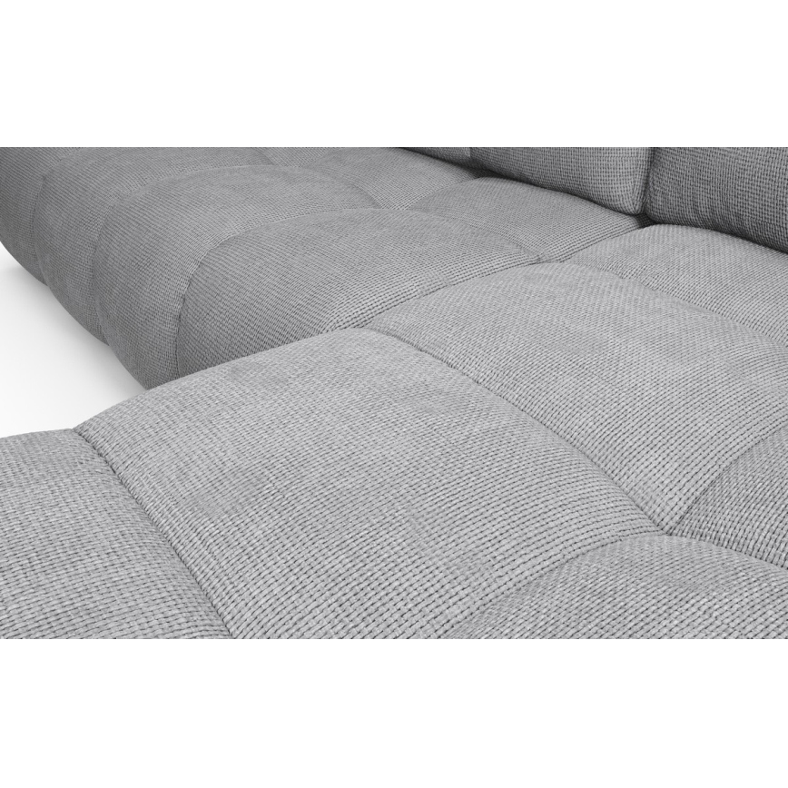 Canapé d'angle convertible rembourré ALMADA avec coffre de rangement en L, angle droit, gris