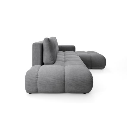 Canapé d'angle convertible rembourré ALMADA avec coffre de rangement en L, angle droit, gris