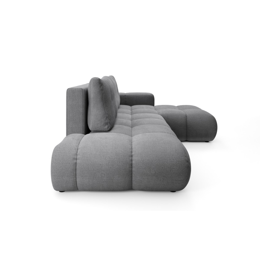 Canapé d'angle convertible rembourré ALMADA avec coffre de rangement en L, angle droit, gris