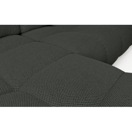 Canapé d'angle convertible rembourré en L ALMADA, version gauche, anthracite, avec coffre de rangement intégré