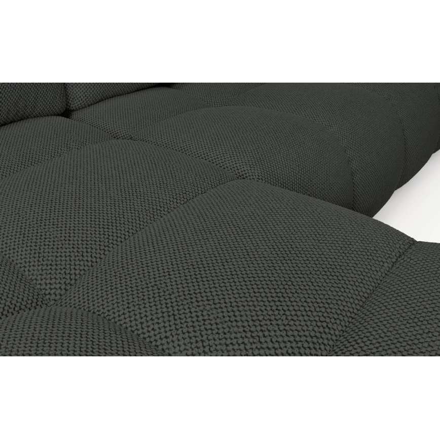 Canapé d'angle convertible rembourré en L ALMADA, version gauche, anthracite, avec coffre de rangement intégré