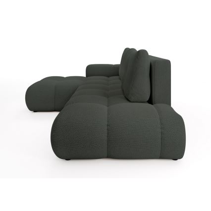 Canapé d'angle convertible rembourré en L ALMADA, version gauche, anthracite, avec coffre de rangement intégré