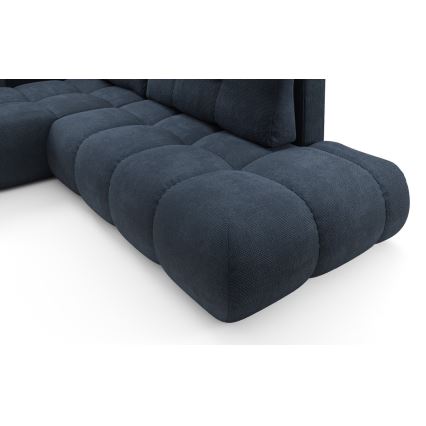 Canapé d'angle convertible rembourré ALMADA en L avec coffre de rangement, version gauche, bleu