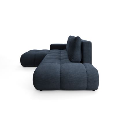 Canapé d'angle convertible rembourré ALMADA en L avec coffre de rangement, version gauche, bleu