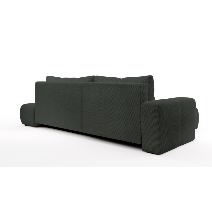 Canapé d'angle convertible ALMADA en L, tapissé, avec coffre de rangement, version gauche, coloris anthracite
