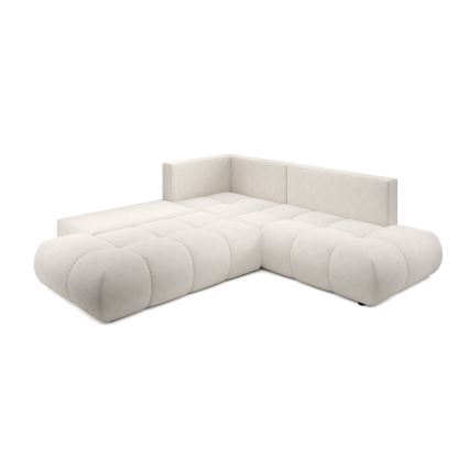 Canapé d'angle convertible ALMADA en L, revêtement tissu, avec coffre de rangement — configuration gauche, beige