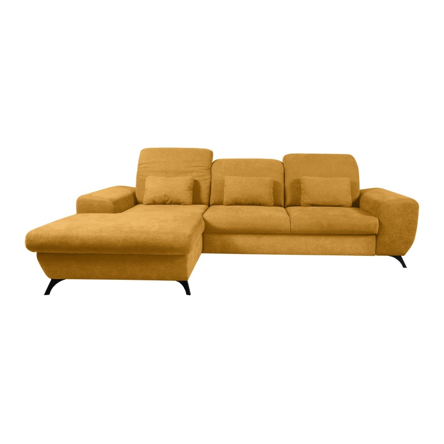 Canapé d'angle convertible rembourré en L avec coffre de rangement ALTA, côté gauche — jaune