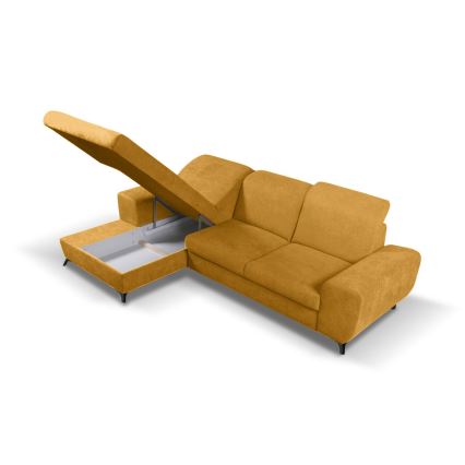 Canapé d'angle convertible rembourré en L avec coffre de rangement ALTA, côté gauche — jaune