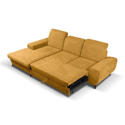 Canapé d'angle convertible rembourré en L avec coffre de rangement ALTA, côté gauche — jaune