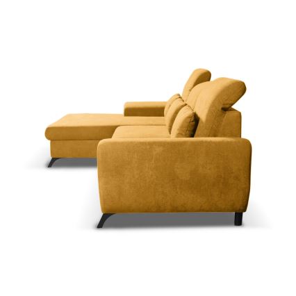 Canapé d'angle convertible rembourré en L avec coffre de rangement ALTA, côté gauche — jaune