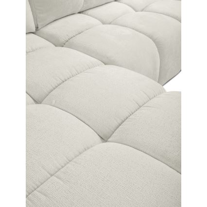 Canapé d'angle rembourré ALMADA convertible en L, version gauche, beige, avec coffre de rangement