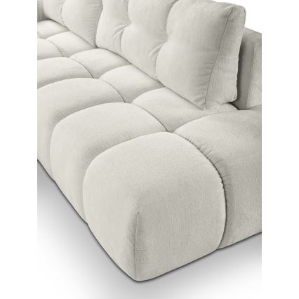 Canapé d'angle rembourré ALMADA convertible en L, version gauche, beige, avec coffre de rangement