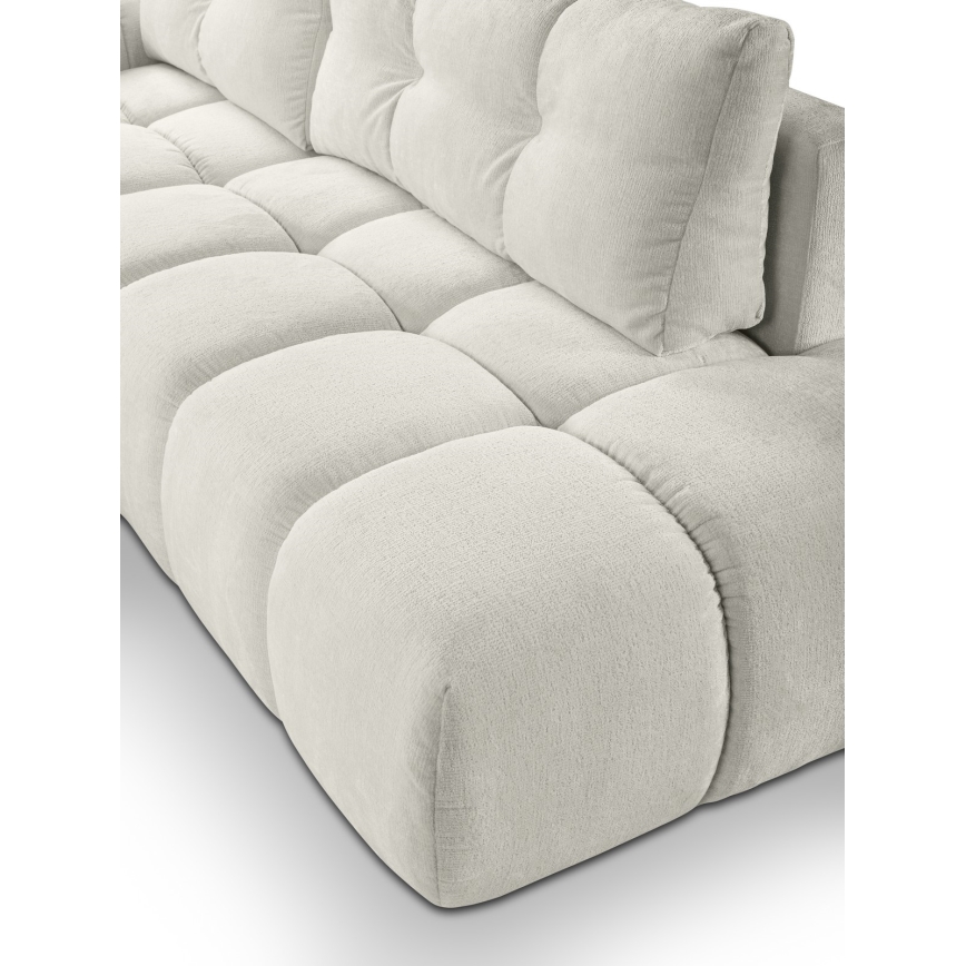 Canapé d'angle rembourré ALMADA convertible en L, version gauche, beige, avec coffre de rangement