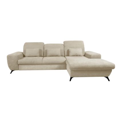 Canapé d'angle rembourré convertible ALTA en L, version droite, beige, avec coffre de rangement