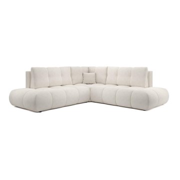 Canapé d'angle convertible rembourré avec rangement en L ALMADA gauche beige