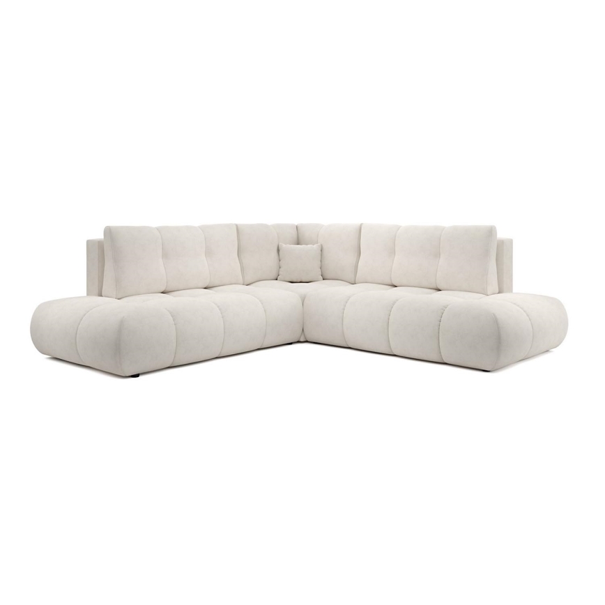 Canapé d'angle convertible rembourré avec rangement en L ALMADA gauche beige