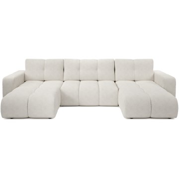 Canapé d'angle convertible rembourré avec rangement en U ALMADA beige